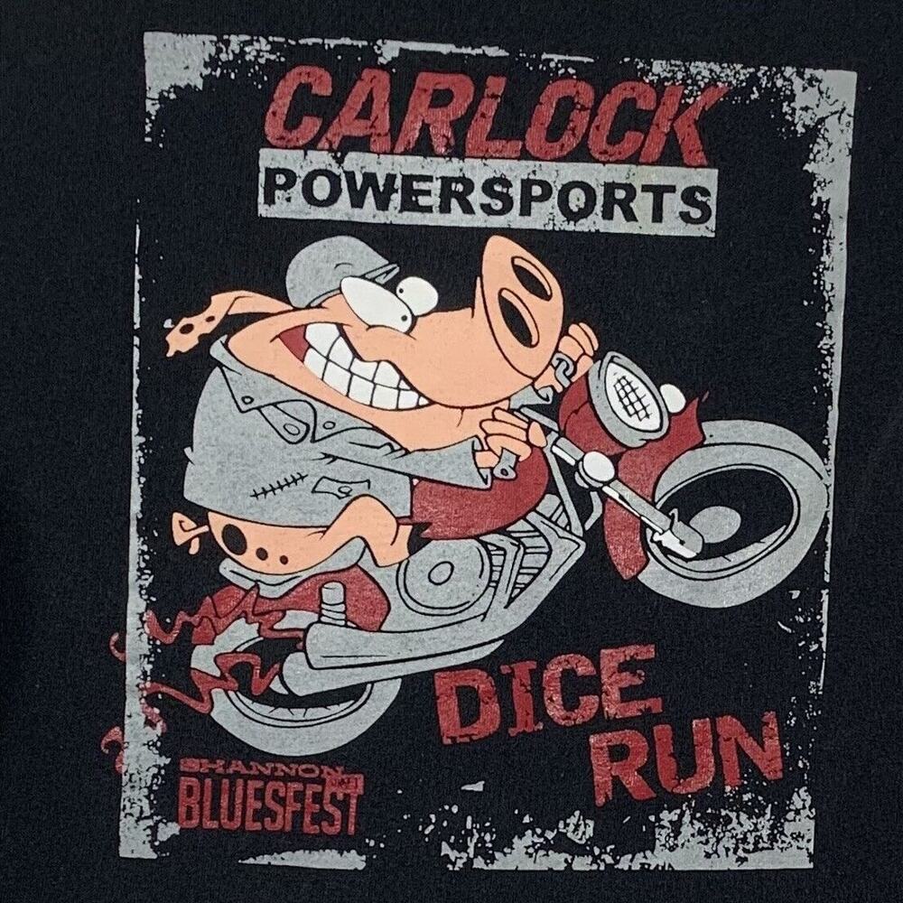 Dice Run Biker Motorcycle T Shirt Anvil Size Large Black Carlock Powersports Pig